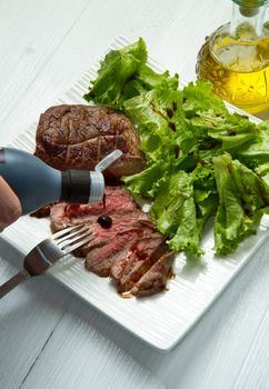 meat grilled with fresh salad