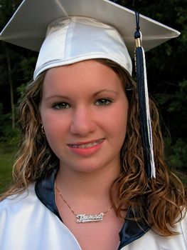 A teenage girl graduating from Junior High School