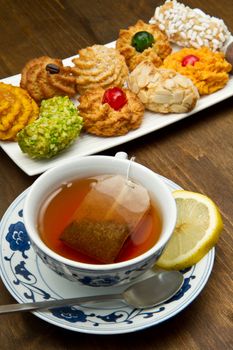 tea cup with biscuits
