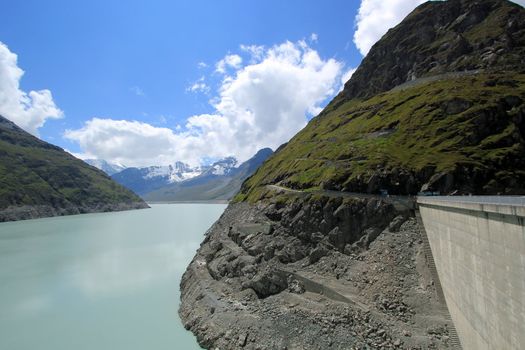 Lac des Dix at the Grande Dixence dam by beautiful weather, Switzerland