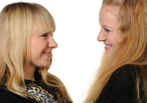 Two girlfriends. Two young girls, a photo close up