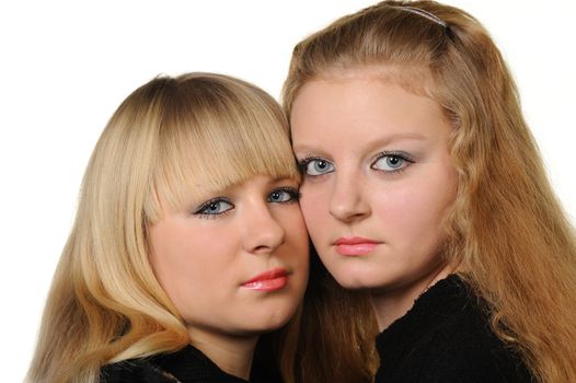 Two girlfriends. Two young girls, a photo close up