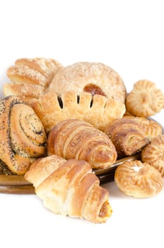 Bakery foodstuffs set on a white background