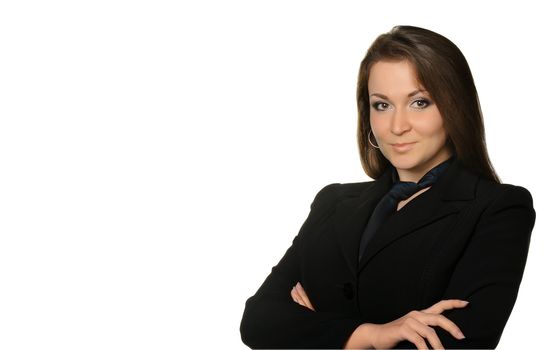The woman the chief. A portrait of the young girl in a business suit.
