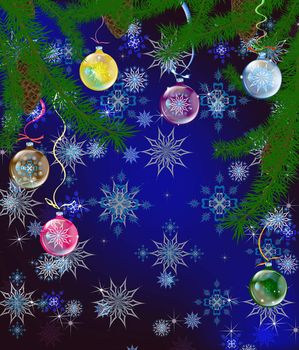 Abstract celebratory winter illustration on a dark background
