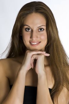 Portrait of beautiful model on a white background