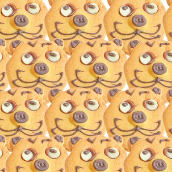 Range of homemade baked cookies with cat face isolated on white