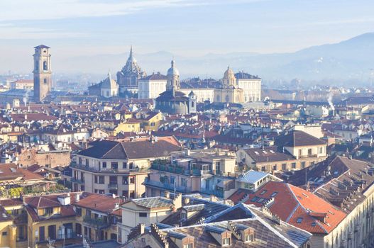 City of Turin (Torino) skyline panorama birdeye seen from above