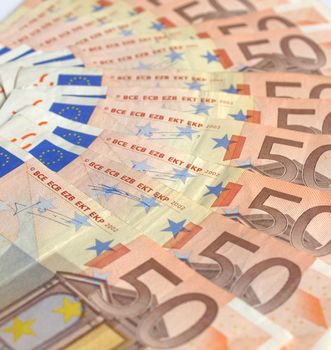 Range of 50 Euro banknotes useful as a background