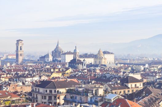 City of Turin (Torino) skyline panorama birdeye seen from above