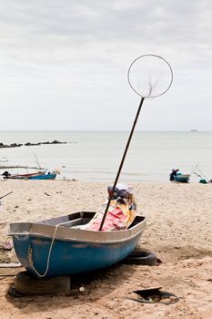Small fishing boats used to catch fish. The eastern part of Thailand.