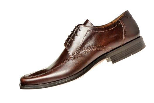 shoe a brown leather. Man's shoes isolated on a white background