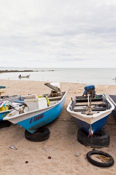 Small fishing boats used to catch fish. The eastern part of Thailand.