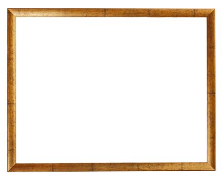 Gold plated wooden picture frame isolated on white