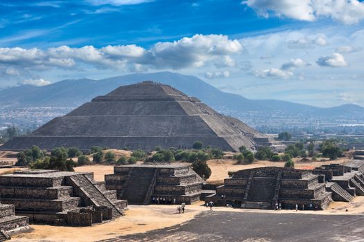 Pyramid of the Sun. Teotihuacan. Mexico. View from the Pyramid of the Moon.