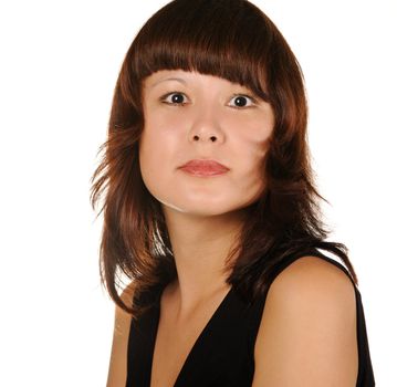 The beautiful girl on a white background. The Asian nationality