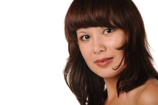 The beautiful girl on a white background. The Asian nationality