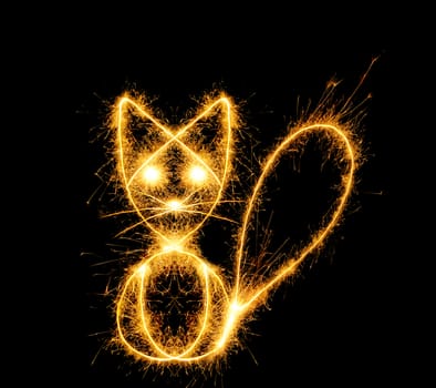 The cat from bengal fires. Abstract the image of an animal sparks of fire