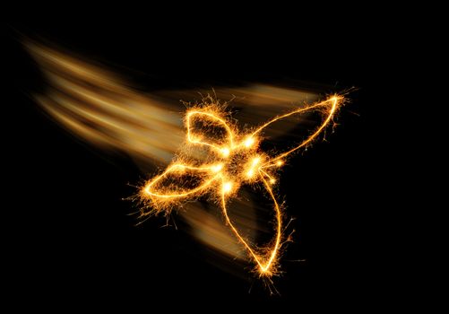 The butterfly from bengal fires. Abstract the image of an animal sparks of fire