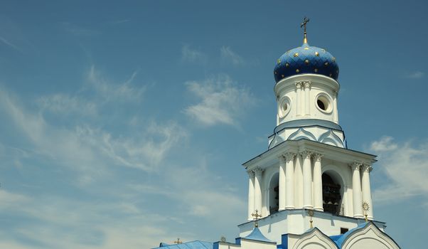 Dome of orthodox church. Svyatogorsk laurels. Ukraine