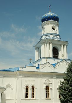 Dome of orthodox church. Svyatogorsk laurels. Ukraine