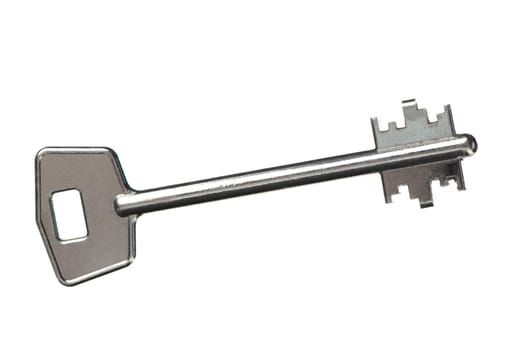 Key. A door key isolated on a white background