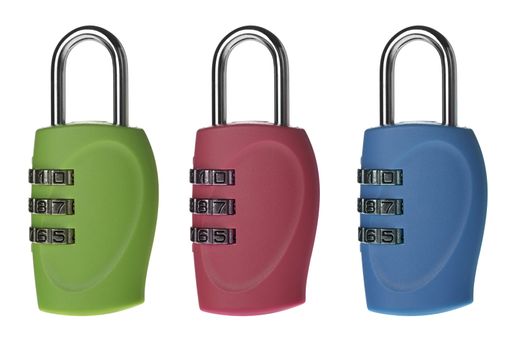 The lock with a digital code. It is isolated on a white background