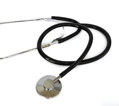 stethoscope lying on a white background