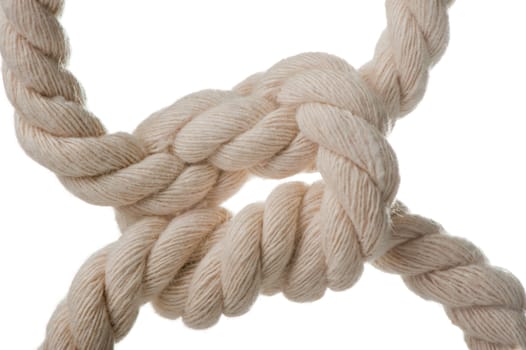 Cord with knot. A fragment of a cord it is isolated on a background