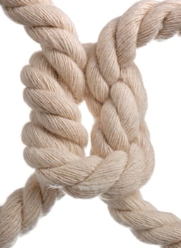 Cord with knot. A fragment of a cord it is isolated on a background