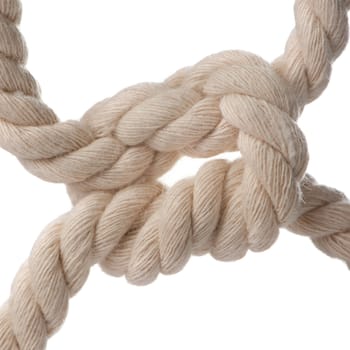 Cord with knot. A fragment of a cord it is isolated on a background