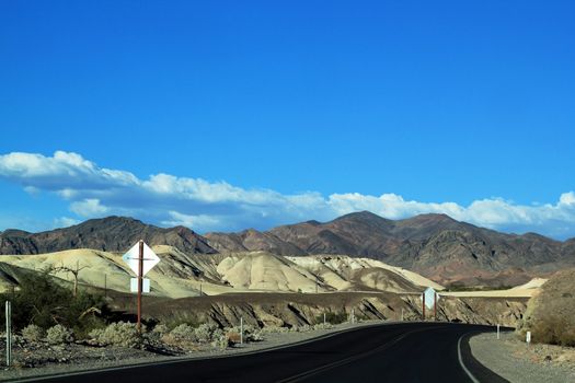 Great American road, crossing a huge Death Valley in Nevadia