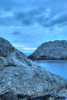 The night sea. The sea photographed at a dawn with long endurance. Crimea, Ukraine