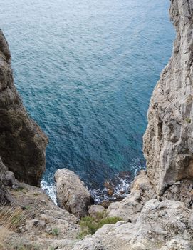 The sea and mountains.Picturesque mountains and the black sea, Crimea, Ukraine