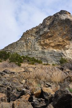 The sea and mountains.Picturesque mountains and the black sea, Crimea, Ukraine