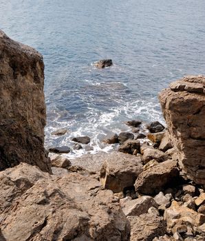 The sea and mountains.Picturesque mountains and the black sea, Crimea, Ukraine