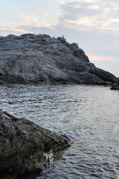 The sea and mountains.Picturesque mountains and the black sea, Crimea, Ukraine