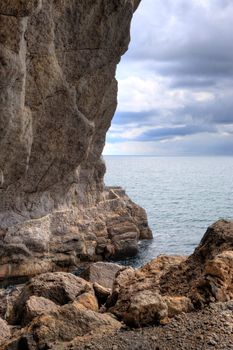 The sea and mountains.Picturesque mountains and the black sea, Crimea, Ukraine