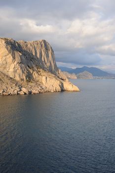 The sea and mountains.Picturesque mountains and the black sea, Crimea, Ukraine