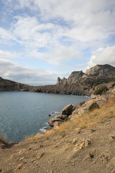 The sea and mountains.Picturesque mountains and the black sea, Crimea, Ukraine