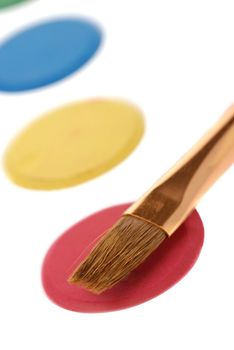 Paintbrush and paint. Brushes for drawing. C blur a color background