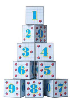 Figures on cubes. The image of the various figures, isolated on a white background