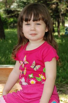 Portrait of the girl. Caucasian the child with brown eyes