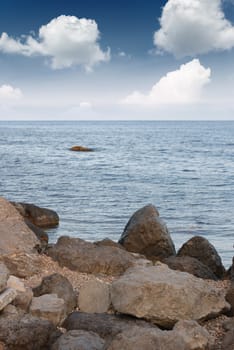 Stones on seacoast. Coast of the black sea