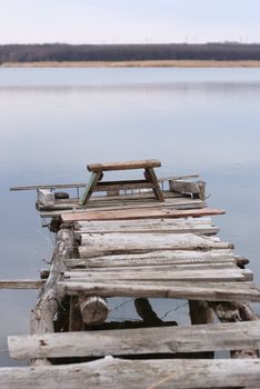 Fishing place. The approach on a wooden flooring to a place of fishing