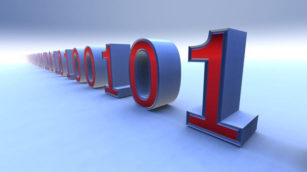 Binary code. Rendering of figures with effect dispaly