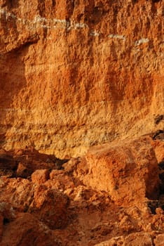 Structures of a rock. A surface of walls of the dug foundation ditch
