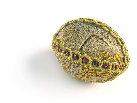 Easter egg instructed gold a thread and bright colourful tapes (handmade) - isolated white background