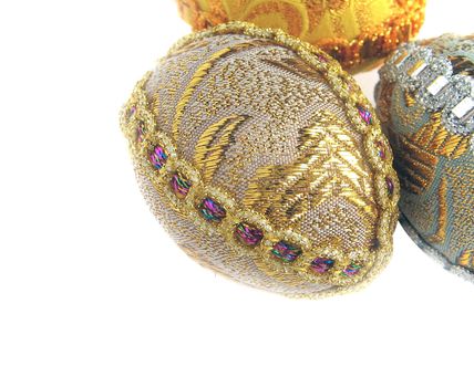 Easter egg instructed gold a thread and bright silver tapes (handmade) - isolated white background