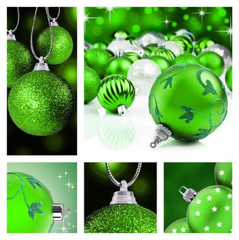 Collage of green christmas decorations